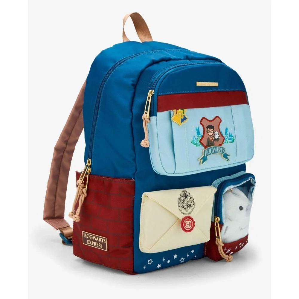 Harry Potter Hogwarts Express Multi-Pocket Backpack With Hedwig Plush! NWT